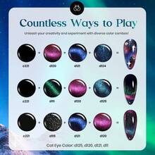 Beetles 20 Colors Cat Eye Gel Nail Polish Set - Glitter Red Green Blue Brown Black, Magnetic Base & Matte Glossy Top Coat, Galaxy Gemlight Soak Off UV Manicure Salon Gift For Women - 20 Colors Cosmic Mirage - 查看 4