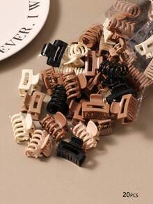 20/30/80pcs Minimalist Coffee-Colored Square Bone Hair Clips, Elegant Bangs/Fringe Hair Accessories, Small Hair Claw Hair Clips For Women Summer Beach Claw Clips Vacay,Holiday,Travel - Multicolor - View 8