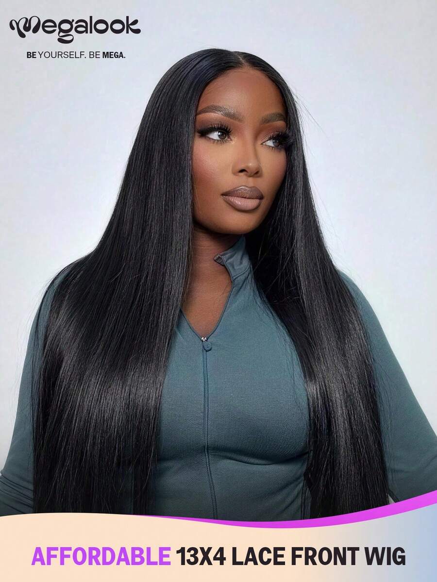 MEGALOOK 100%真人发直发波波头短发假发，13x4透明蕾丝前额短直发假发，自然色，12-14英寸，适合初学者，外观自然，适合日常办公、万圣节派对、Y2K复古风、度假、角色扮演、上学、圣诞节、婚礼、节日等场合。 - SNatural - 查看 1