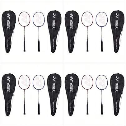 Best Sell-Badminton Racquet GR 303I Made In India Pack Of 2 With Full Cover Deep Red/Deep Blue