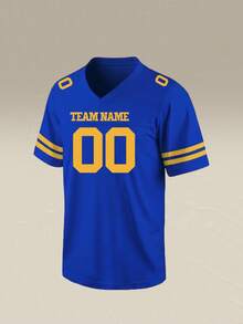 Travel-Ready Men's Football Shirt: Athletic Top, Personalized Customization For Tour Groups And Outdoor Adventure Photography. - Blue - View 3