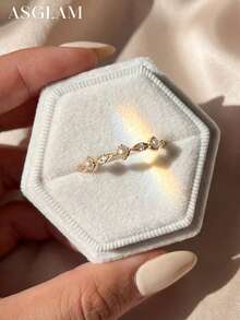 1pc Delicate Small Pearl & Zirconia Ring, 925 Sterling Silver Single Ring, Exquisite Jewelry, Birthday/Prom Gift For Her - Style 8 - View 2