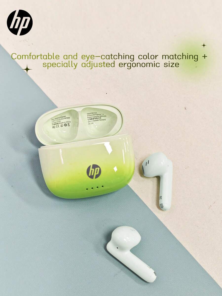 Auriculares inalámbricos HP H10J | Bluetooth 5.4 | IPX4 resistente al agua | 30 horas de tiempo de reproducción | Micrófono incorporado | Incluye estuche protector y cordón de silicona anti-pérdida - Ver 1