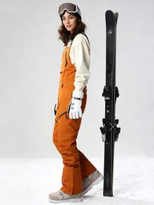 1-Piece Women's Slim-Fit Ski Jumpsuit With Adjustable Straps, Suitable For Outdoor Activities, Winter Skiing, Ski Gear, Snow Sports Pants, Reinforced Structure, Functional Ski Pants, Ski Wear - 黃色 - 查看 6