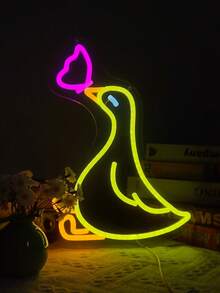1 pieza Gafas de natación con diseño de pato LED Señal de neón decorativa de pared, alimentada por USB con interruptor regulable, ideal para bar, dormitorio, sala de estar, cumpleaños, sala de juegos, cueva de hombres y decoración de club, regalo perfecto para cumpleaños y festivales - luz policromática - Ver 16