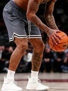 1 pièce Short de basket d'été pour hommes, short ample à cordon de serrage élastique en maille à séchage rapide, longueur genoux - Gris - Voir 6