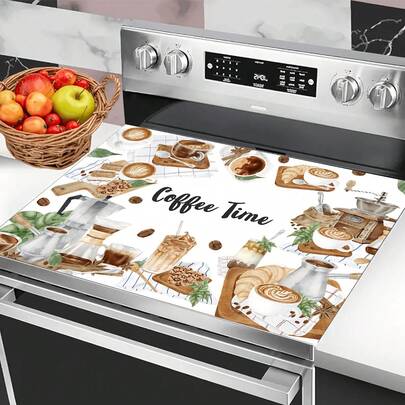 (Hot! ! ! ) 1pc 2D Coffee Style Flat Pot Protection Pad And Rubber Anti-Slip Heat-Resistant Pot Cover Pad Are Suitable For Induction Cookers, Glass Pots And Multifunctional Scratch-Resistant Pads, And Can Be Used As The Best Choice For Ovens, Washing Machines, Dryers And Kitchen Decoration.