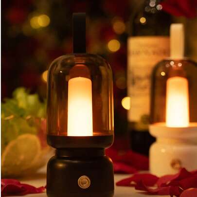 Đèn trang trí để bàn, đèn ngọn lửa sống động như thật, đèn dầu cổ điển, trang trí bàn làm việc khi cắm trại, phòng ngủ, đèn ngủ di động sạc lại được, thời gian sử dụng lâu dài, quà tặng lý tưởng và sử dụng cá nhân.