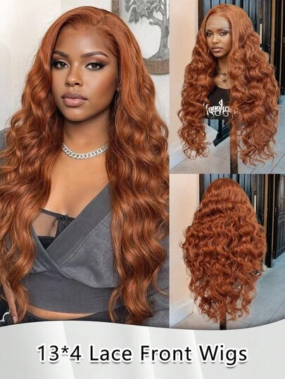 优雅蜜金色渐变波浪卷蕾丝前假发 - 13x4 预先拔毛，采用幼童发丝，28 英寸长波浪卷发，采用合成纤维制成，配有舒适的弹性网帽。日本进口合成纤维耐热蕾丝前假发，带有婴儿发，适合日常佩戴。高品质，外观自然，柔软舒适，适合初学者。采用耐高温材料制成，非常适合女性日常佩戴和角色扮演。