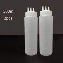 1/2/3pcs Multi-Purpose Kitchen Squeeze Bottles, 3-Hole Design With Measurement Markings - Durable PE Material, Great For Sauces, Condiments And Baking - Includes White, Red And Amber Nozzles, Condiment Dispenser | Modern Kitchenware | Semi-Transparent Material, Soy Sauce Squeeze Bottle Kitchen Essentials - White - View 18
