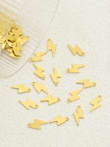 10pcs Stainless Steel Lightning Bolt Pendants, Gold Plated Mini Thunder Charms, Perfect For Bracelet/Necklace/Earring DIY Projects - Yellow Gold - View 1