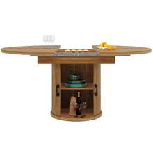 Extendable Dining Table, Round To Oval Extendable Kitchen Table, 118-158cm Seats Up To 6 People, Modern Walnut Dining Table For Dining Room Balcony - Walnut Wood Color - View 10