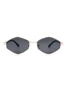 1pc Small Frame Metal Rhombus Fashion Glasses, Fashionable Personalized European And American Street Style Glasses, Summer Beach Accessory - 黑色 - 查看 4