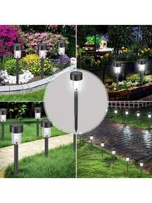 Solar Path Lights, Yard Ground Lights, LED Deck Spike Lights, Solar Deck Lights For Yard, Waterproof ABS Solar Lights For Roadside Decor - Black - View 8