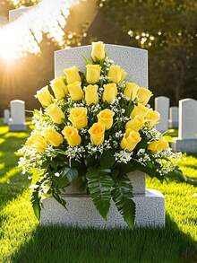 24pcs Artificial Rose Bouquet, Elegant Rose Shaped, Plastic Material, Suitable For Cemetery, Bright Decoration Without Maintenance, Suitable For Cemetery And Funeral Home, Elegant Memorial Decoration, Eternal Commemorative Floral, Outdoor Artificial Flower - Multicolor - View 1