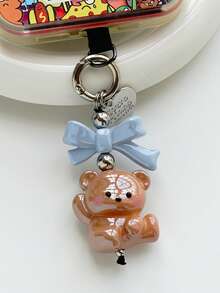 New Arrival Cute Cartoon Kicking Bear, Bow, Heart Shaped Phone Charm, Keychain - Multicolor - View 10