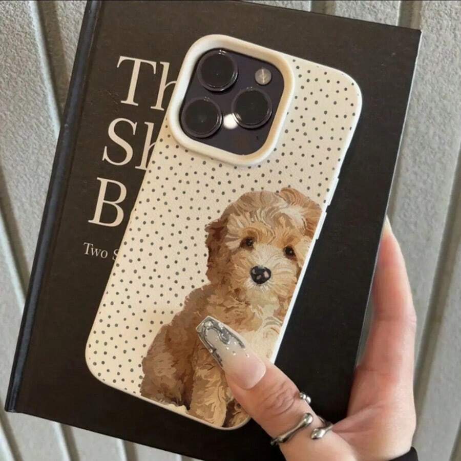 1个TPU材质全印花波点小狗图案手机壳，兼容 17 Pro Max/17/16 Pro Max/15/13/12/11、S20 FE/A15/S24/A55、Note 11/Note 12/Note 13 Pro，防震软保护套 - 白色 - 查看 1