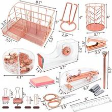 Grehge fice Desk Organizers Rose Gold 13PCS Office Supplies and Accessories Desk organizer Acrylic - Oro rosa 13 piezas - Ver 2