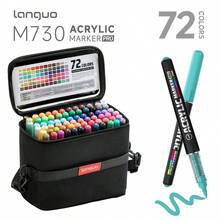朗格M730 PRO丙烯马克笔套装，48/72/96/192色可选，带收纳袋，1-5mm柔性纤维笔尖，大容量升级速干防水高覆盖力顺滑颜料，适用于多种表面素描、着色、勾线、艺术创作及DIY手工制作，优质学生美术用品 - 套裝 - 查看 16