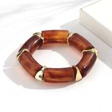 1 chiếc vòng tay co giãn dạng ống cong bằng acrylic thời trang phong cách Bohemian, phù hợp cho nữ giới đeo hàng ngày và trong các dịp lễ hội, quà tặng trang sức. - hình học - Xem 23