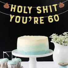 60th Birthday Banner Decorations Set - Gold Glitter 'Cheers To 60 Years' Sign With Funny Party Supplies For Women Men - 60 - 查看 4