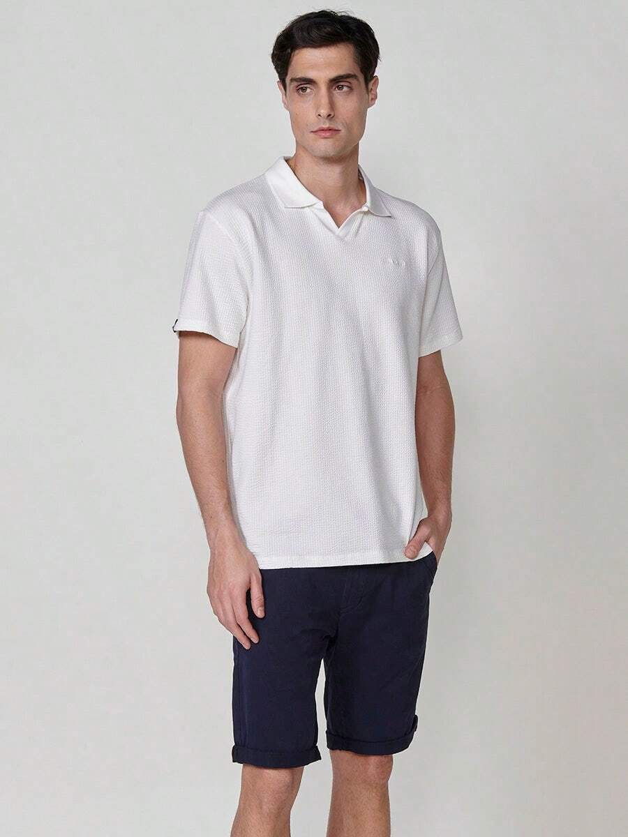 Koroshi Men's Short Sleeve Polo Shirt With Shirt Collar In Off-White, 95% Cotton, 5% Elastane, Off-White/XL/XXL. Its Classic Collar And Minimalist Design Make It The Perfect Piece For Creating Casual Or More Refined Looks. Comfortable, Durable, And Easy To Combine. - White - View 1