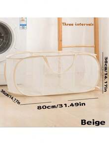 Foldable Mesh Laundry Basket, Breathable Dirty Clothes Storage Basket, Toy & Miscellaneous Items Organizer - Dusty Blue - View 5