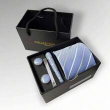 DOZE GOLDEN Premium Quality Traditional Tie Set For Events And Weddings. - 29 Azul claro - Ver 1