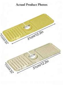 1 pieza Felpudo de silicona para el fregadero, con bordes estrechos recortados, adecuado para lavabo, fregadero de cocina, escurridor, utensilios de cocina y vajilla. Felpudo de goma suave para el desagüe, bandeja de silicona resistente al calor, tapete para encimera de cocina, felpudo para el fregadero, salvamanteles multiusos, regalo navideño - Ver 3