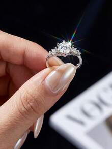 1 Carat Round Diamond Moissanite 925 Sterling Silver Luxury Engagement Wedding Ring, Best Friend Birthday Anniversary Memorial Bridal Jewelry - Round Moissanite Ring - 1ct - View 2