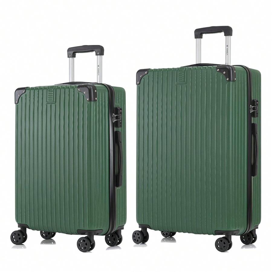 YONSLY Lightweight 2‑Piece Suitcase Set 24/28 Inches With 4 Wheels 360° Mesh Pocket TSA Customs Lock YKK Double Repair Zipper Suitcase For Vacation - 深綠 - 查看 1