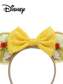 Disney 1件黄色+红色亮片花朵发箍，节日派对头饰，趣味拍照道具，适合生日派对、复活节活动、主题派对，可爱蝴蝶结卡通发饰，公主装扮装饰发带发箍发箍头饰 - 彩色 - 查看 3