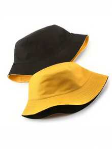 Bộ 2 mũ tai bèo unisex, mũ chống nắng đi biển, mũ câu cá thời trang cho nam, nữ và thanh thiếu niên, chống nắng, mũ du lịch mùa hè có thể gấp gọn, hai mặt - A - Xem 3