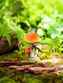 1件逼真3D手绘树脂蘑菇装饰品，适用于家居和花园盆栽植物、微型景观装饰、户外盆栽装饰、可爱种植配件、梦幻花园美学植物装饰，适用于庭院、水族箱、电视柜、草坪和家居装饰爱好者。 - 擺飾 - 查看 4