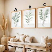 Wall Decoration Poster, Light Green Eucalyptus And Olive Branch Canvas Artwork, Minimalist Art Print, Distinctive And Imaginative Wall Decor, Ideal Embellishment For Living Room And Bedroom Home Decor Optional Frame - Multicolor - View 3