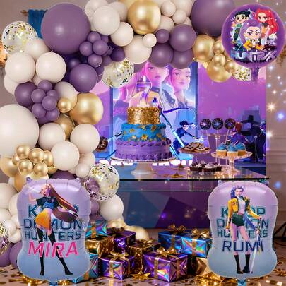 Decoración de globos con arco estilo K-Pop, decoración de fiesta temática con globos, fiesta de cumpleaños de niña disco cool, globos de látex, globos con números, suministros para fiesta de bautizo de bebé, regalos y globos de juguete