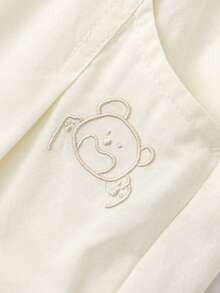 Balabala Kids' Summer Loose Fit Balloon Pants Boys Girls Embroidered Cute Bear Relaxed Casual Trousers - Milky White - View 4