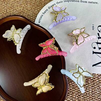 Kẹp tóc hình bướm thanh lịch mới, phù hợp với phụ nữ tóc dài, phụ kiện tóc lớn đa năng và thời trang.