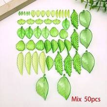 1包绿色亚克力叶子珠子透明枫叶吊坠小绿叶珠帽，用于珠宝制作DIY春季工艺品耳环手链 - 綠色 - 查看 12