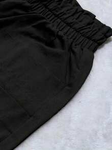 Japanese Style Elastic Waist Drawstring Relaxed Fit Casual Pants - Black - View 4