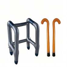 1 Set Inflatable Walker + Crutch, PVC New Year Game Prop, Exercise, Personalized Gift, Fun Gift, Gag Prop, Creative Toy, Party Decoration - Grey - View 14