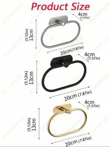Toallero sin taladro para baño, anillo toallero de acero inoxidable, barra toallera, toallero de tela mate negro, gancho toallero de alta resistencia, soporte para toalla de mano, organizador de almacenamiento para baño, accesorios de ferretería, plata y oro, resistente al agua - Ver 2
