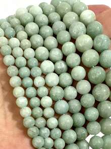 Cuentas sueltas redondas de jade birmano natural de 6/8/10mm con espaciador de ágata para hacer joyas DIY, accesorios para collares y pulseras - verde menta - Ver 2