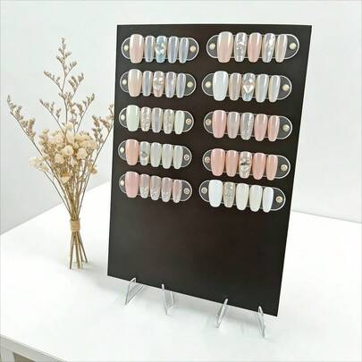 可重复使用的磁性美甲展示框，带粘性条的指甲油颜色样本板，适用于美甲沙龙用品