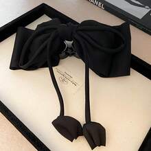 1pc Fabric Bowknot Flower Tassel Hair Claw Clip - Black - View 2