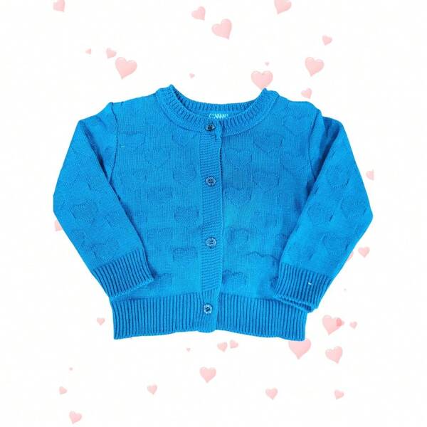 Casaquinho Tricot Lãnzinha Corações Bebê ao Infantil