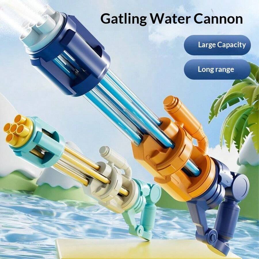 1pc 2026 New Gatling Water Gun, High Capacity Pull-Out Water Blaster, Long Range Water Fight, Suitable For Teenagers, Boys & Girls, Interactive, Friends, Family, Hot Selling, Perfect Gift For Birthday, Party, Pool, Beach
