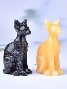 CUPIDCRYSTAL 8cm/3.15in Cat Carved From Crystal, Crafted From Natural Crystal. This Cute Healing Crystal Ornament Is An Excellent Choice As A Gift. - A - View 8