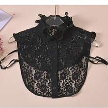 1 件新款蕾丝可拆卸领子，多功能内搭领，黑白镂空衬衫领插片，女士适用，适合节日、旅行 - 彩色 - 查看 13