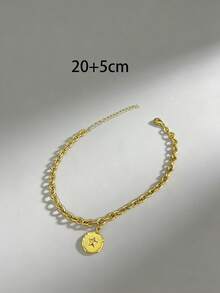 1件18K镀金不锈钢星形吊坠脚链，休闲时尚，适合日常佩戴、度假、旅行 - 金色 - 查看 5